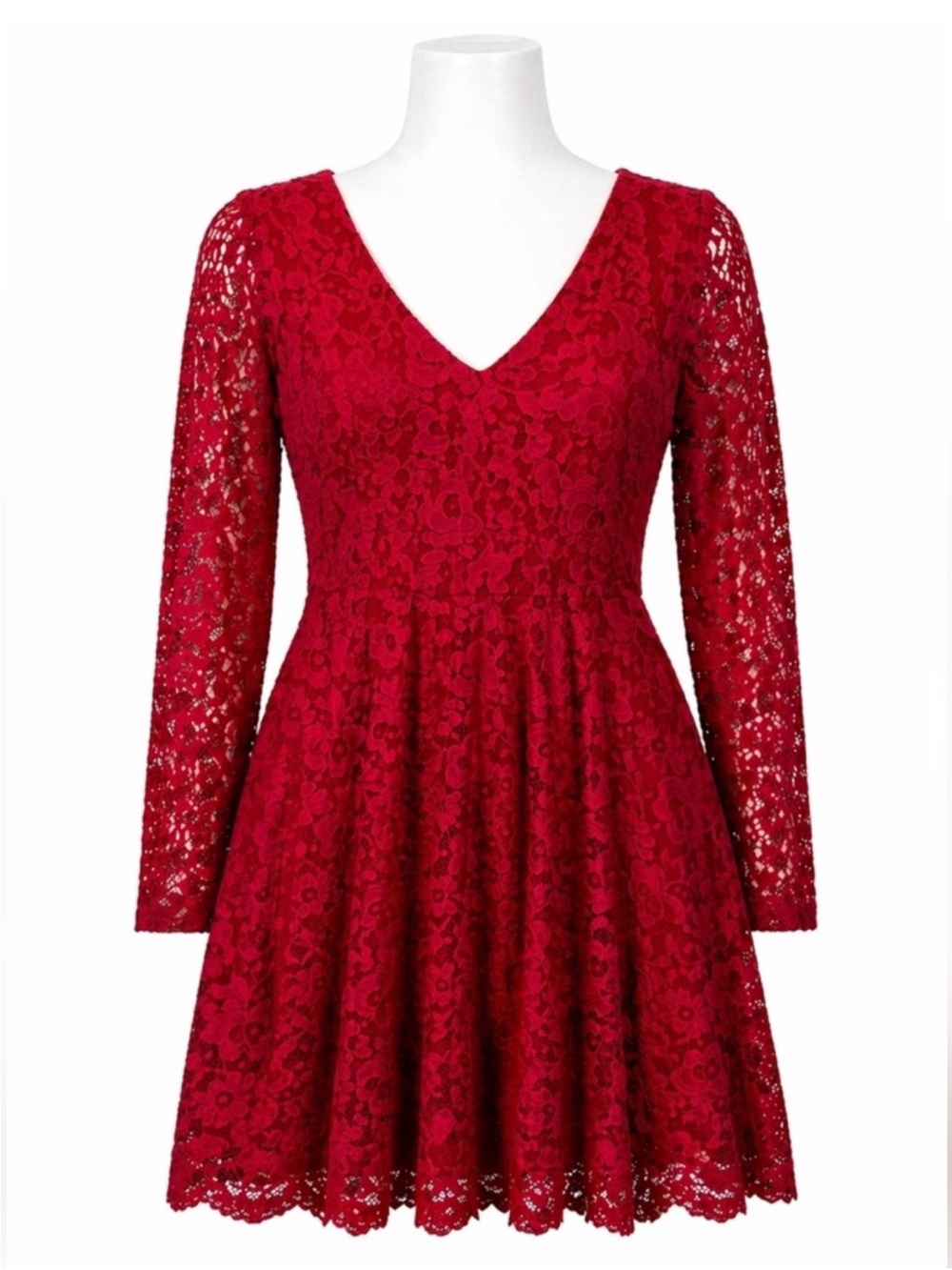 Size 1X Torrid Women’s Red Lace Skater Dress Fit Flare Holiday Party